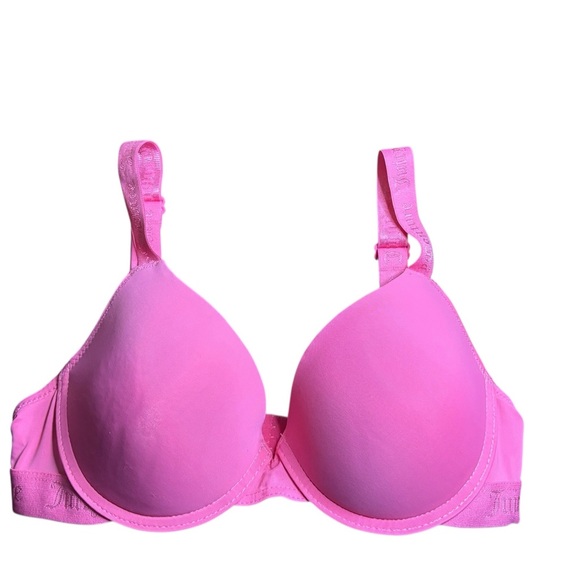 Juicy Couture Pink Smooth Molded Underwire T-Shirt Bra Logo Straps 34B - Picture 4 of 8